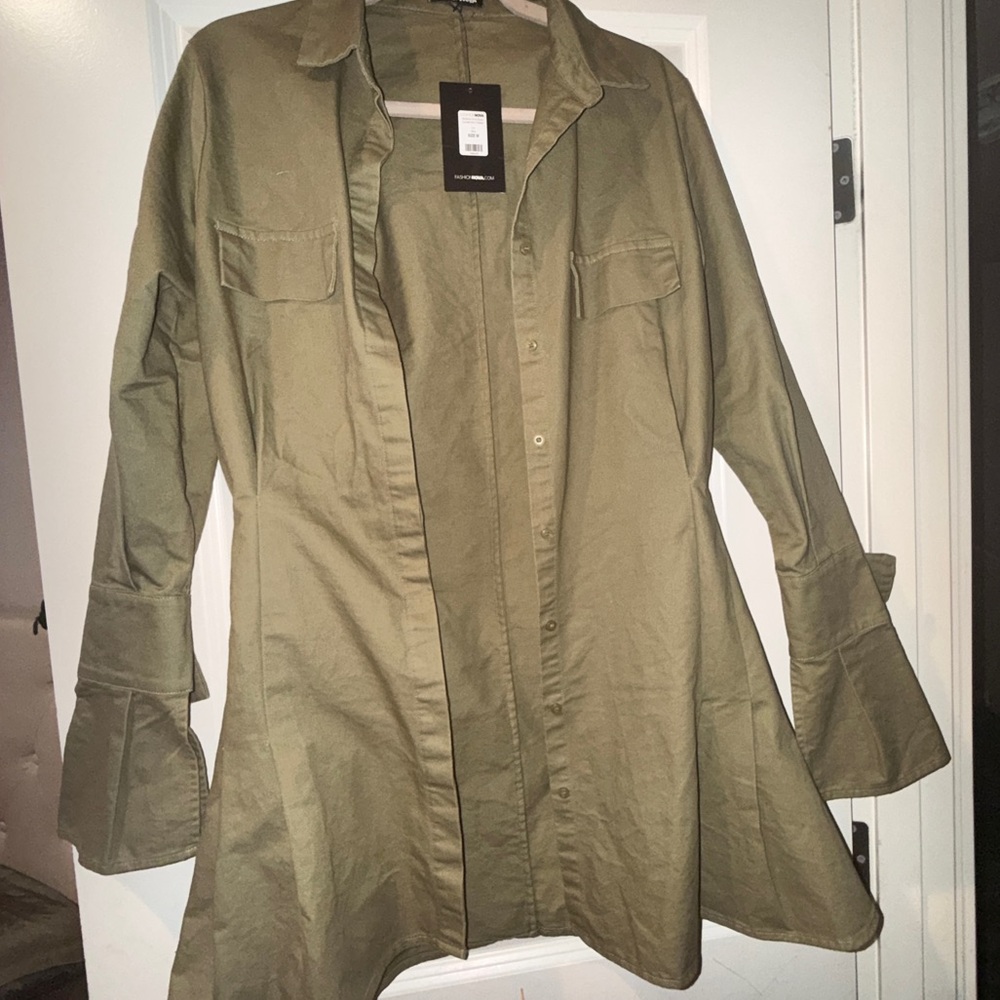 Fashion Nova Khaki Shirt Dress